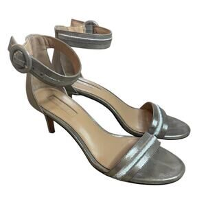 Antonio Melani Shoes Women's 8M Silver Kitten 3" Heels Ankle Strap Open Toe